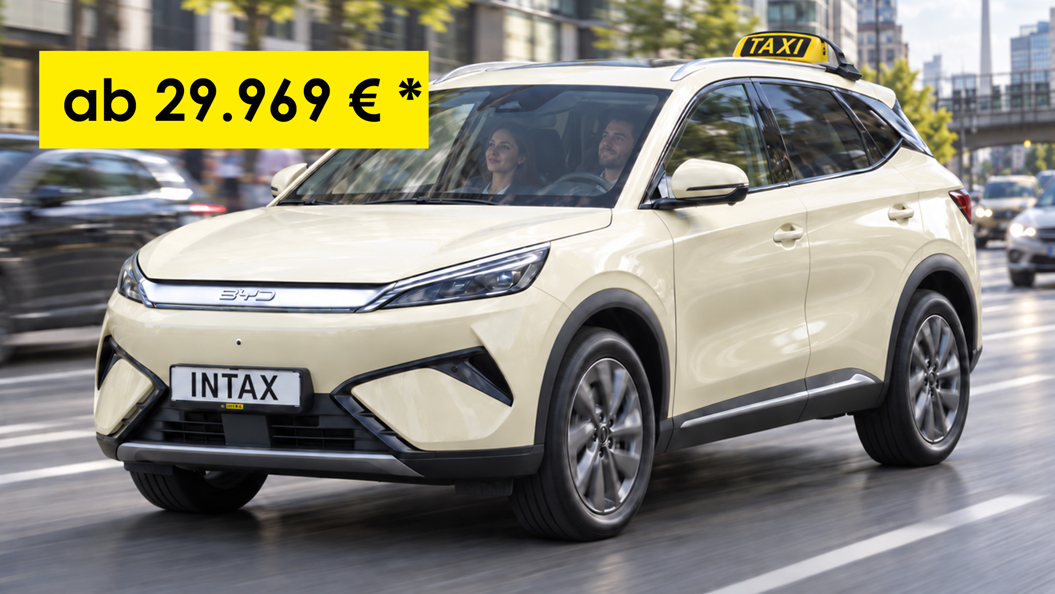 Kurzfristig verfügbarer BYD ATTO 3 EVO als Taxi-Lagerfahrzeug zum Direktverkauf bei INTAX